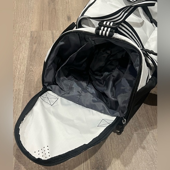 Adidas Three Stripe Life Classic Duffle Travel Bag Soccer Golf Shoe Compartment - Picture 8 of 8
